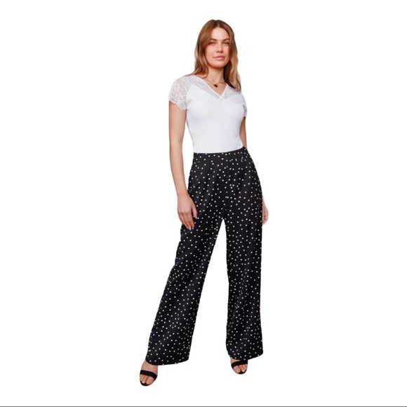 Teddi Polka Dot Wide Leg Paper Bag Pants with Pockets - Picture 2 of 5